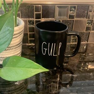Rae Dunn Black Mug with White 'GULP' Text